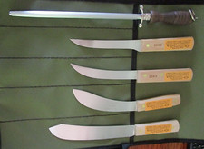 D. RUSSELL 6 PC GREEN RIVER CARBON KNIFE PACKAGE WITH HEAVY AUSSIE CANVAS WRAP