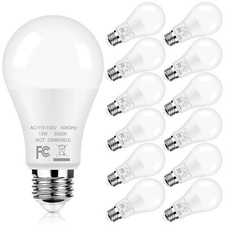 12-Pack A19 LED Light Bulbs, 100W Equivalent Bulbs, 13W 5000K Daylight White ...