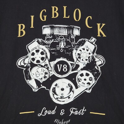 MAKAYA BIG BLOCK SHIRT Mens EXTRA LARGE XL BLACK RACING ENGINE V8 CASUAL NWT