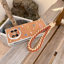 Para Huawei Mate X5, Lujo Niña Cuero PU Retro Cubierta Con Correa Rígida PC Estuche