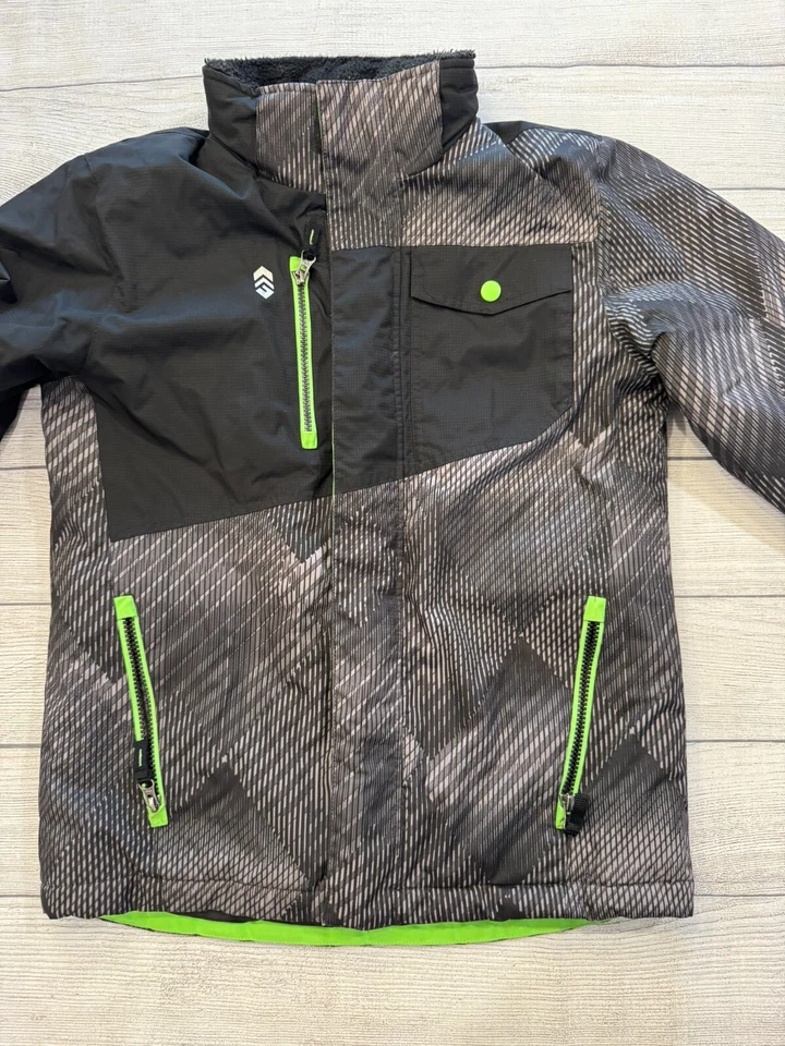 Free Country Coat Youth Kids Boys M 10-12 Black/Neon Fleece Lined Winter Jacket - Image 2 of 4