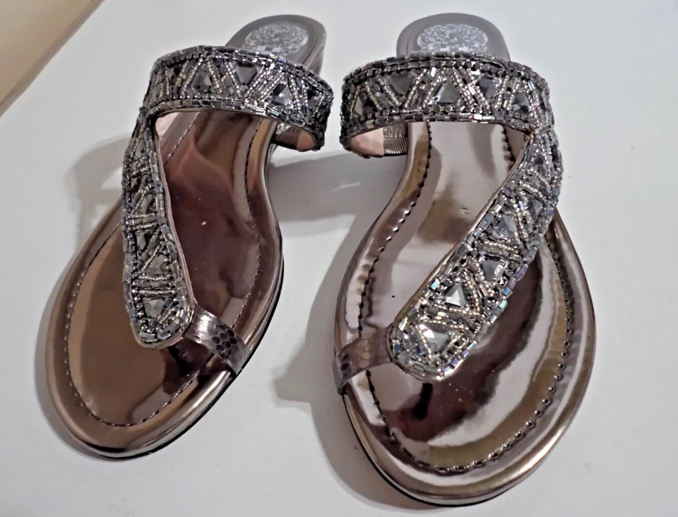 VINCE CAMUTO Mujer Cristal Plata Piedra Estrás Nuevo en Caja Sandalias Zapatos Talla 7.5M Foto 3 de 4