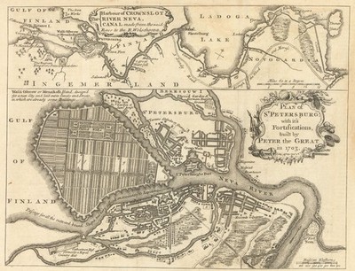 Plan of St. Petersburg with its Fortifications built by Peter the Great 1749 map