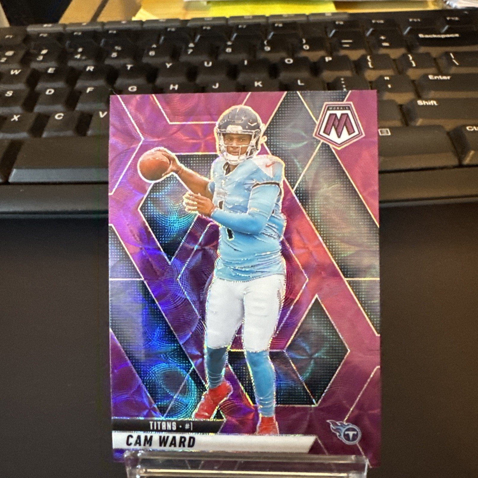 2025 Panini Mosaic Cam Ward Purple Scope Prizm RC #382 Tennessee Titans QB