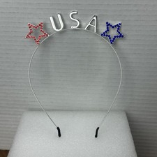 Celebrate Together USA Womans Metal Headband Red White Blue Rhinestone Stars