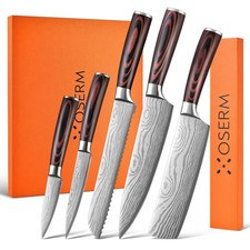 Gift-Ready Knife Set, Japanese Style 6-Piece (5+1) Kitchen Knife Set for Chri...