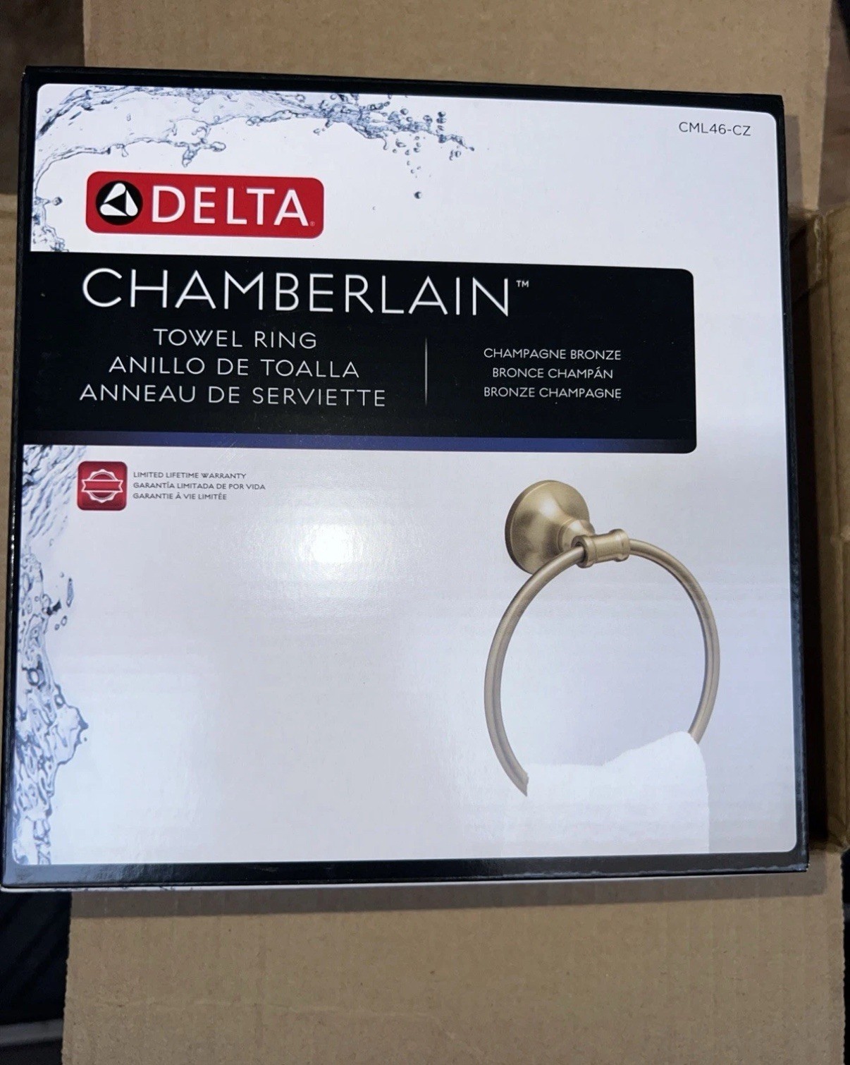 Delta Chamberlain Bath Towel Ring Champagne Bronze CML46-CZ, NEW