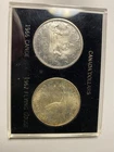 canada two coin  set 1 DOLLAR 1966 and  1 DOLLAR 1967  SILVER  in plastic  frame