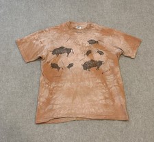 Vintage Primitives Andrea Bragg Tribal Animal Art T-Shirt XL USA Made Blue 90s