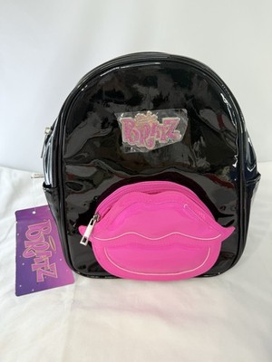 Bratz Kisses Womens 10.5 Black Faux Patent Leather Mini Backpack - NEW