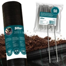 Tela no tejida para malezas 3x10 m 90 g con 50 anclajes de acero 15 cm tela n...