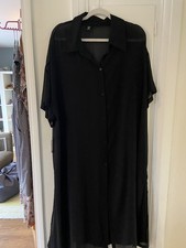 Abito donna SHEIN curvo taglia 2XL (20 UK) nero con bottoni trasparente NUOVO SENZA ETICHETTE