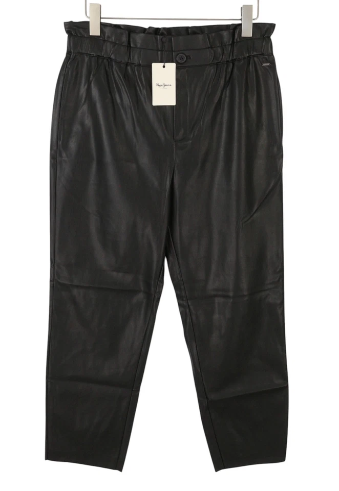 PEPE JEANS Nika Pantalon Droit Pour Femme XL W32 Noir Enduit Taille Élastique - Photo 2/4