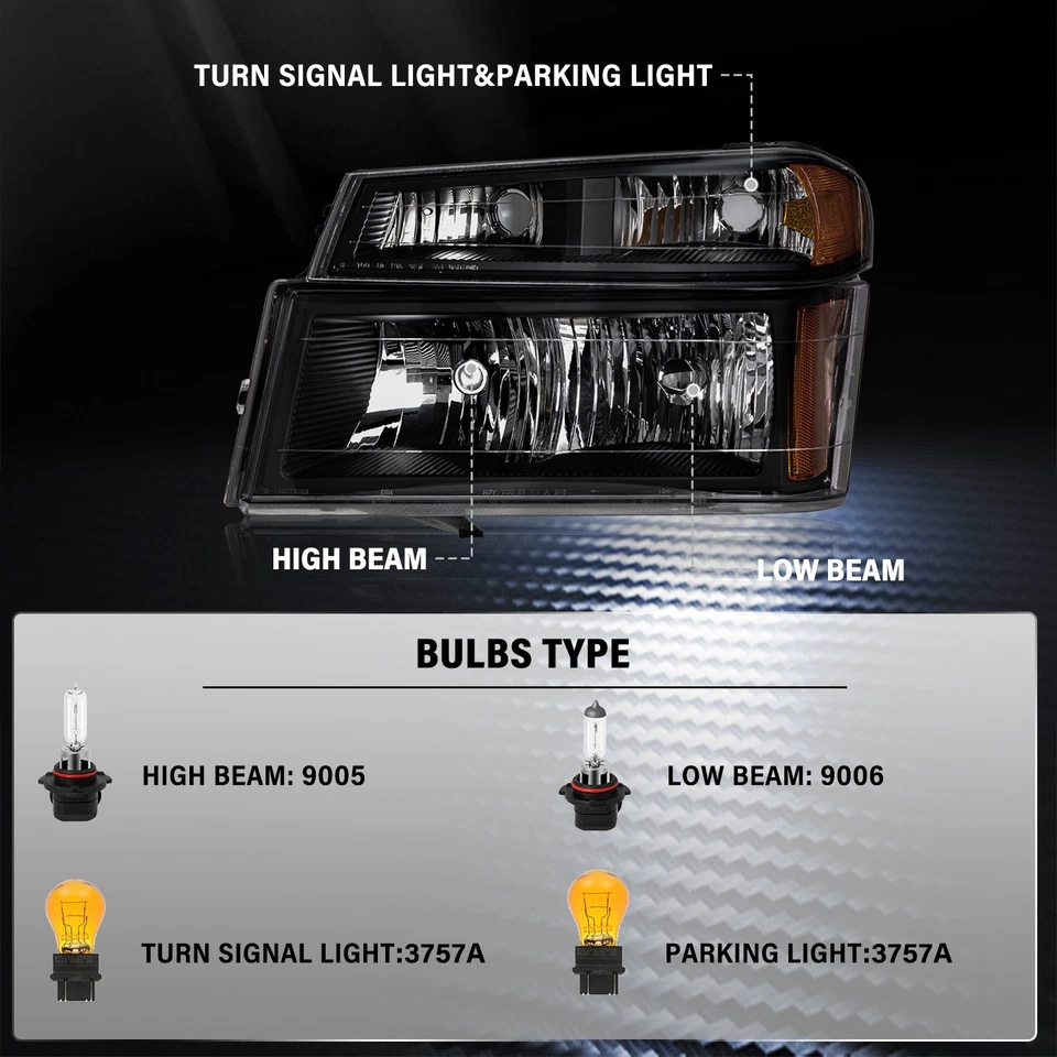 Conjunto de faros + lámparas de parachoques para Chevy Colorado GMC Canyon 2004-2012 Smoke Foto 3 de 4