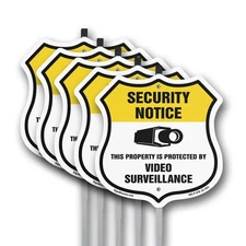 Security Notice Shield Sign This Property Is Protected B Shield Sign With Stake