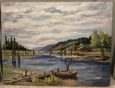 1940s Original Oil Art By Olive Bristol Of "Womens Painters Of Washington"