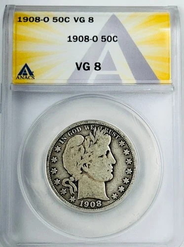 1908 O Barber Silver Half Dollar ANACS VG8