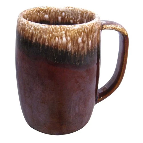 Vintage Hull Mirror Brown Drip Large Tall Coffee Chocolate Mug 16 Oz