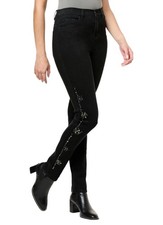 DG2 by Diane Gilman New Classic Stretch Embellished Jeans Black, 10T - NWT