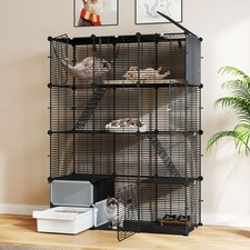 3 Tiers Indoor Cat Cage Spacious Play Area for 1-3 Small Kittens w/ Litter Box