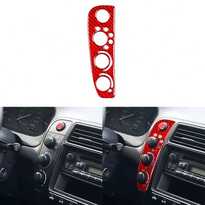 Red Carbon Fiber Central AC Climate Control Panel Cover For Honda Civic 1999-00