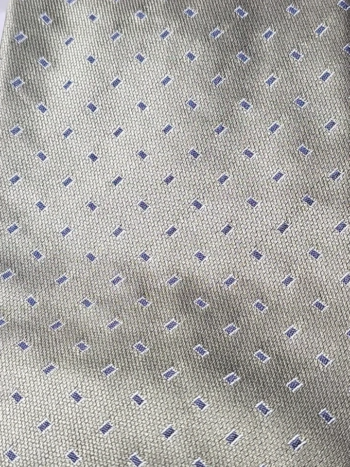 Corbata de seda tejida verde geométrica Calvin Klein 100 % habilidad Foto 3 de 4