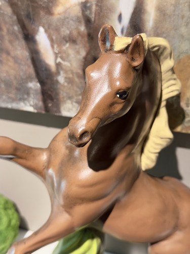 VTG Mid Century Slip Cast Handpainted Ceramic Rearing Up Horse Sculpture 16" - Picture 12 of 17