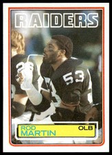1983 Topps #304 Rod Martin Los Angeles Raiders NM+