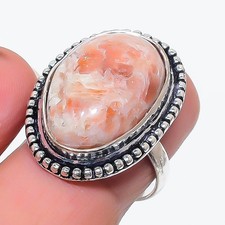 Natural Sunstone Gemstone Handmade 925 Sterling Silver Jewelry Ring Size 7 A399