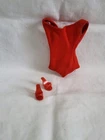 Vintage Barbie ORIGINAL Red Helenca Swimsuit / Bathing Suit and Sandals
