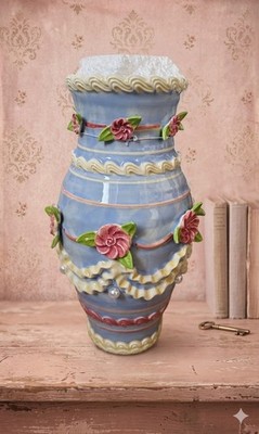 Majolika-Vase neu vintage Style cake Keramik shabby Neu