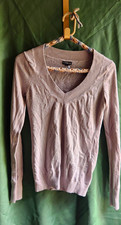 Express Women's Gray V-Neck Long Sleeve Knit Pullover Sweater Metallic Sz S