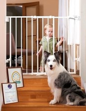 Babelio Baby Gate for Stairs, Kitchen  Doorways, 26-43" W 28" H No Bottom Bar 