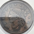 1837 1C Head of 1838 N-11 Coronet or Matron Head Large Cent Beaded Cords Details — photo 2