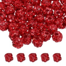 100 PACK 4mm Red Rhinestone Polymer Fancy Beads for DIY Jewelry Making