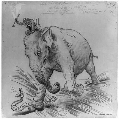 Massachusetts did it,1919,Cartoon,Governor Calvin Coolidge,Republican Elephant