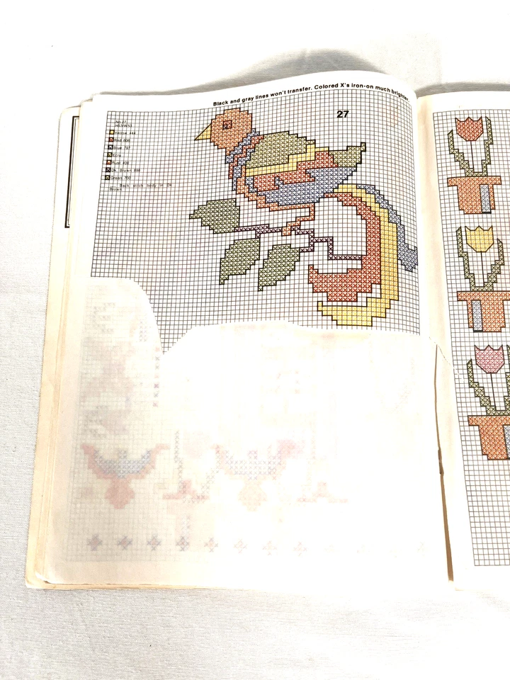 Vintage 1981 Iron-On Transfers for Cross Stitch Book Butterflies Birds & Flowers - Image 2 of 4