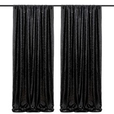 Black Sequin Backdrop Curtains Black Backdrop 2 Panels 2FTx8FT Shimmer Wall C...