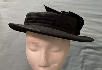 Elegant Black Vintage Retro Hat Vintage, Tonak, Unisex Hat, Black Beautiful Hat, Size 56  main image 2