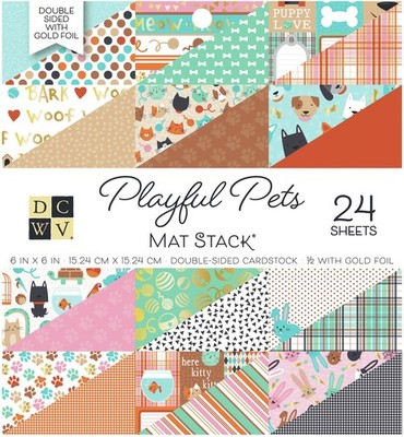 DCWV Specialty Card Stack 6''X6'' 24/Pkg-Playful Pets