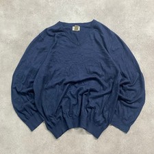 L.L.Bean Jumper Mens XL Cashmere Cotton V-Neck Knit Sweater, Navy