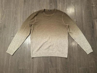 Vince Wool & Cashmere 2 Tone Knit Crewneck Sweater Men's Medium Brown And Gray
