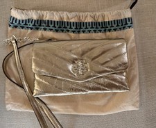 Tory Burch Kira Quilted Chain Wallet Light Gold Leather Crossbody Shoulder Bag