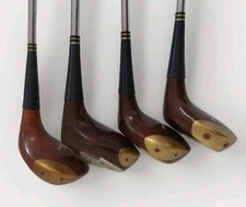 Vintage Power Bilt Citation Persimmon Wood Golf Clubs Lot (4) 1 3 3 5 R/H