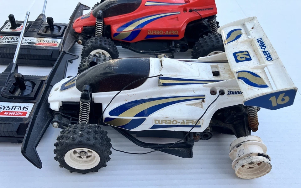Vintage Nikko RC Car Turbo-Aero Remote Control #16 Red White Lot of 2 For Parts - Image 3 of 4
