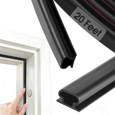 Weather Stripping Door Seal Strip D Shaped Self Adhesive Black TPE 20Ft