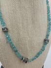 Vintage SI 925 India Light Blue Stone and Silver NECKLACE Rock Type Estate Sale — photo 3
