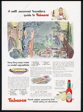 1958 Ludwig Bemelmans Hong Kong art Tabasco Sauce recipe vintage print ad