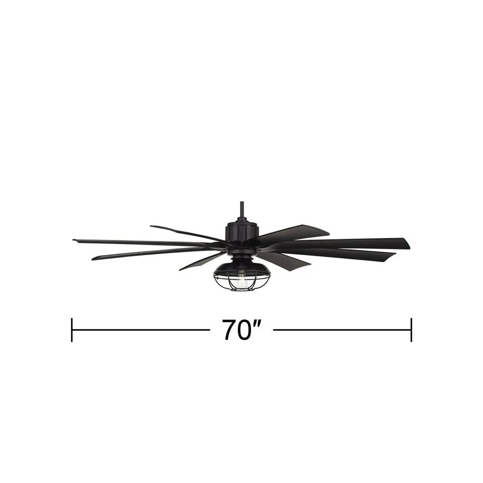 70" Possini Euro Defender Black LED Large Ceiling Fan with Remote - Image 4 of 4