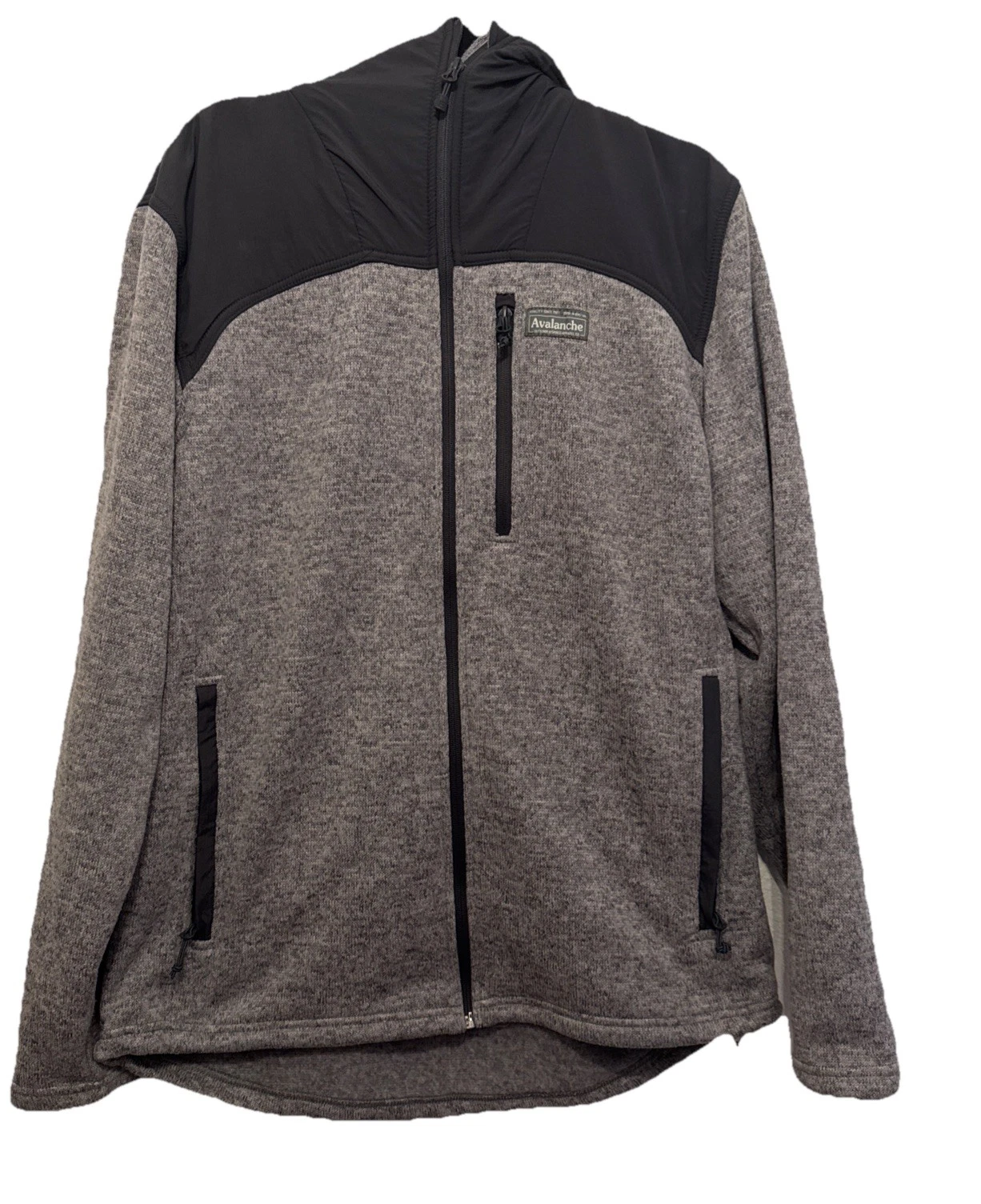 Avalanche Full Zip Fleece Jacket Men's Size Lrg - High Neck Hooded Zip Pockets